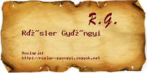 Rösler Gyöngyi névjegykártya